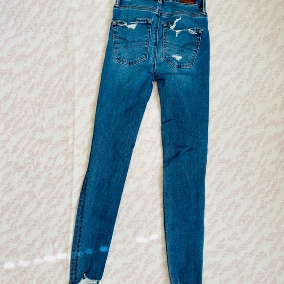 American Eagle Super Hi-Rise Jegging distressed sz 000 - Picture 6 of 10